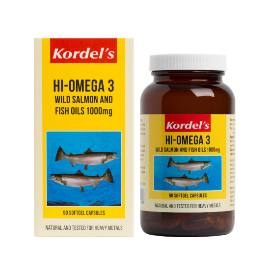 Picture of Kordel's Hi-Omega 3 Wild Salmon and Fish Oils 1000mg 90s