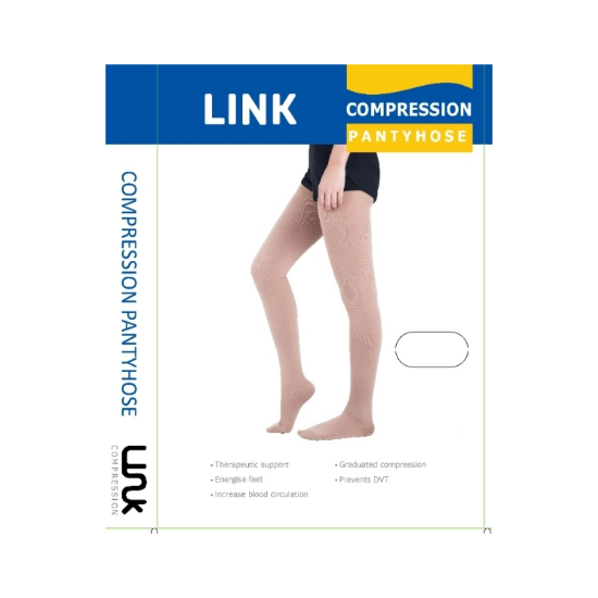 Picture of Link Compression Pantyhose Closed Toe in Fawn S