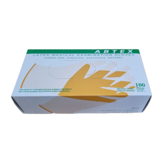 Picture of Abtex Latex Powder Free Exam Gloves M 100s