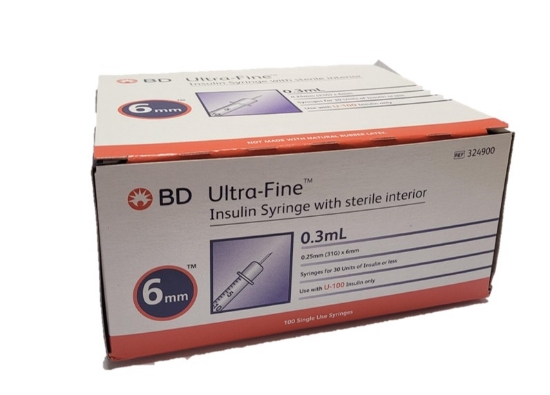 Picture of BD Insulin Syringe 0.3ml 31G x 6mm (324900) 10s