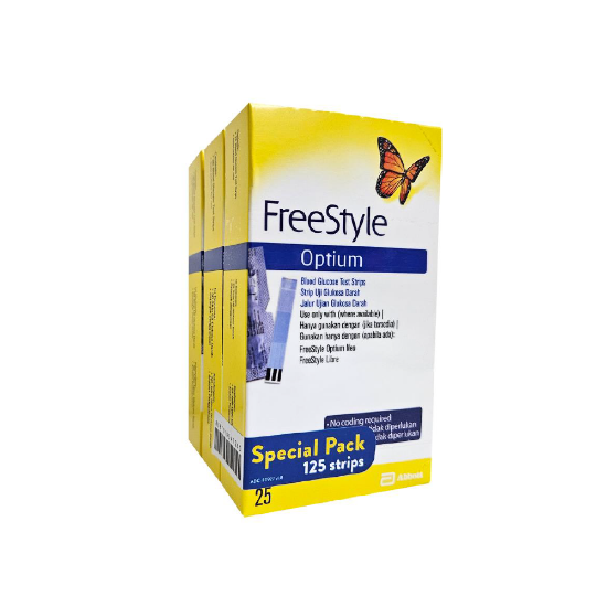 Picture of Freestyle Optium Blood Glucose Test Strips 50s x 2 + 25s