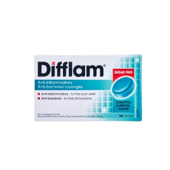 Picture of Difflam Anti-bacterial Lozenges Eucalyptus & Menthol 16s