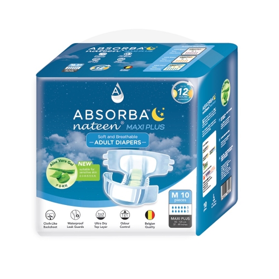 Picture of Absorba Nateen Maxi Plus Adult Diapers M 10s