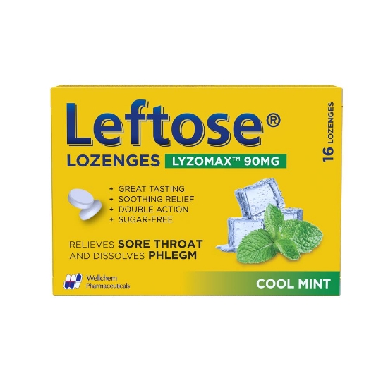 Picture of Leftose Lozenges Lyzomax 90mg Cool Mint 16s